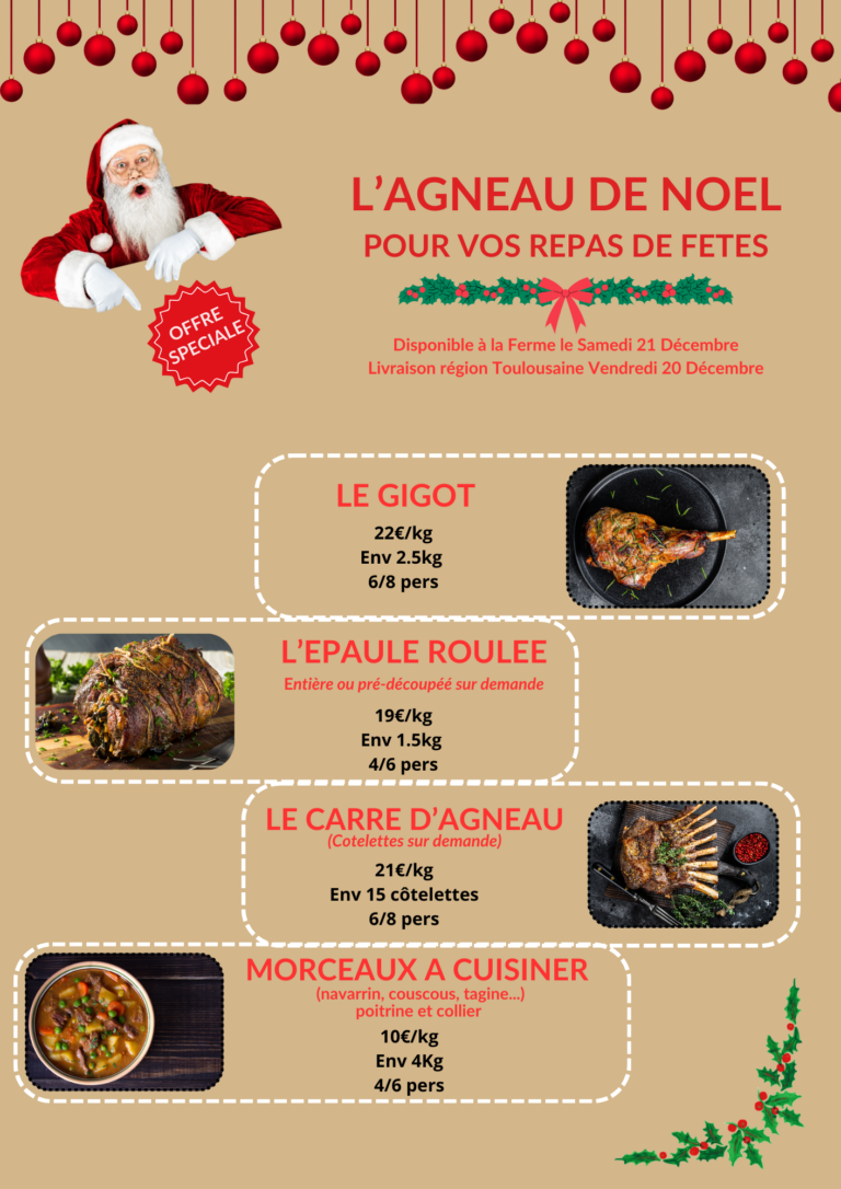 agneau noel gigot repas fete vente directe produit fermier